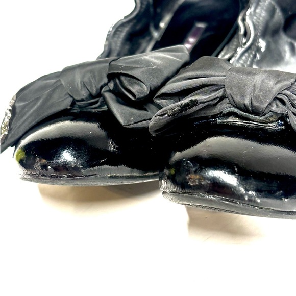 Luxury Designer Prada Patent Leather Ballet Flats with Bow Accent Size 7.5-8 - Picture 9 of 12